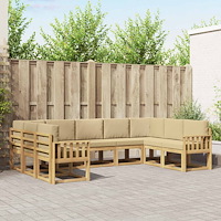 vidaXL Utomhussoffset med kudde 9 pcs Vit och Beige