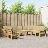 vidaXL Utomhussoffset med kudde 9 pcs Vit och Beige