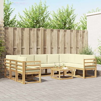 vidaXL Utomhussoffset 10 pcs Vit och grädde 59 x 59 x 37 cm Polyester