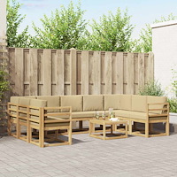 vidaXL Utomhussoffset 10 pcs Vit och Beige 59 x 59 x 37 cm Polyester