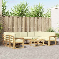 vidaXL Utomhussoffset 10 pcs Vit och grädde 59 x 59 x 37 cm Polyester