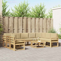 vidaXL Utomhussoffset 10 pcs Vit och Beige 59 x 59 x 37 cm Polyester