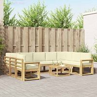 vidaXL Utomhussoffset 10 pcs Vit och grädde 59 x 59 x 37 cm Polyester