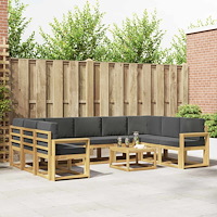 vidaXL Utomhussoffset 10 pcs Vit och antracit 59 x 59 x 37 cm