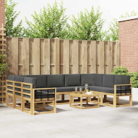 vidaXL Utomhussoffset 10 pcs Vit och antracit 59 x 59 x 37 cm