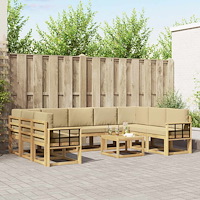 vidaXL Utomhussoffset 10 pcs Vit och Beige 59 x 59 x 37 cm Polyester