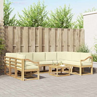 vidaXL Utomhussoffset 10 pcs Vit och grädde 59 x 59 x 37 cm Polyester