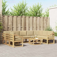 vidaXL Utomhussoffset 10 pcs Vit och Beige 59 x 59 x 37 cm Polyester