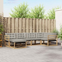 vidaXL Utomhussoffset 6 pcs Vit och ljusgrå 325 x 166,5 x 73 cm