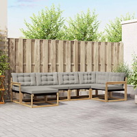 vidaXL Utomhussoffset 6 pcs Vit och ljusgrå 327 x 168,5 x 73 cm