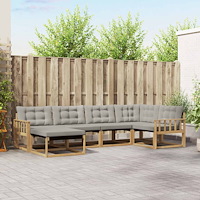 vidaXL Utomhussoffset 6 pcs Vit och ljusgrå 327 x 168,5 x 73 cm