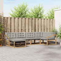 vidaXL Utomhussoffset 6 pcs Vit och ljusgrå 325 x 166,5 x 73 cm