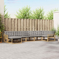 vidaXL Utomhussoffset 7 pcs Vit och ljusgrå 406 x 168,5 x 73 cm