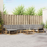 vidaXL Utomhussoffset 8 pcs Vit och ljusgrå 79 x 79 x 37 cm