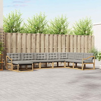 vidaXL Utomhussoffset 8 pcs Vit och ljusgrå 404 x 245,5 x 73 cm
