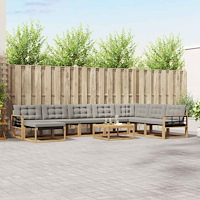 vidaXL Utomhussoffset 9 pcs Vit och ljusgrå 79 x 79 x 37 cm