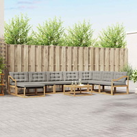 vidaXL Utomhussoffset 9 pcs Vit och ljusgrå 79 x 79 x 37 cm