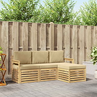 vidaXL Utomhussoffset 4 pcs Vit och Beige 189,5 x 122,5 x 73 cm