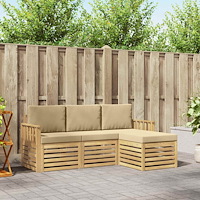 vidaXL Utomhussoffset 4 pcs Vit och Beige 189,5 x 122,5 x 73 cm