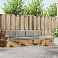 vidaXL Utomhussoffset 5 pcs Vit och ljusgrå 249 x 122,5 x 73 cm
