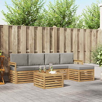 vidaXL Utomhussoffset 6 pcs Vit och ljusgrå 59 x 59 x 37 cm Polyester