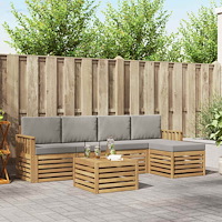 vidaXL Utomhussoffset 6 pcs Vit och ljusgrå 59 x 59 x 37 cm Polyester