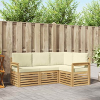 vidaXL Utomhussoffset 4 pcs Vit och grädde 187,5 x 128,5 x 73 cm