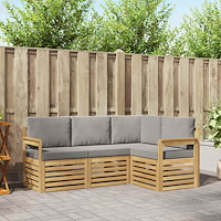 vidaXL Utomhussoffset 4 pcs Vit och ljusgrå 187,5 x 128,5 x 73 cm
