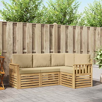 vidaXL Utomhussoffset 4 pcs Vit och Beige 187,5 x 128,5 x 73 cm