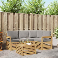 vidaXL Utomhussoffset 5 pcs Vit och ljusgrå 59 x 59 x 37 cm Polyester