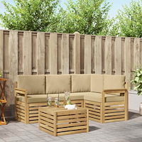 vidaXL Utomhussoffset 5 pcs Vit och Beige 59 x 59 x 37 cm Polyester