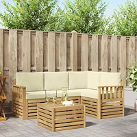 vidaXL Utomhussoffset 5 pcs Vit och grädde 59 x 59 x 37 cm Polyester