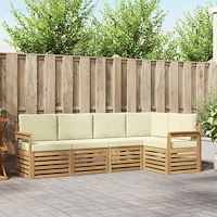 vidaXL Utomhussoffset 5 pcs Vit och grädde 247 x 128,5 x 73 cm