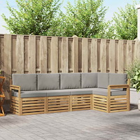 vidaXL Utomhussoffset 5 pcs Vit och ljusgrå 247 x 128,5 x 73 cm