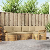 vidaXL Utomhussoffset 5 pcs Vit och Beige 247 x 128,5 x 73 cm