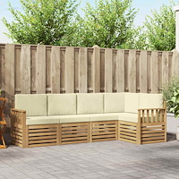 vidaXL Utomhussoffset 5 pcs Vit och grädde 247 x 128,5 x 73 cm