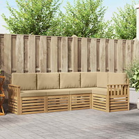 vidaXL Utomhussoffset 5 pcs Vit och Beige 247 x 128,5 x 73 cm