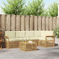 vidaXL Utomhussoffset 6 pcs Vit och grädde 59 x 59 x 37 cm Polyester