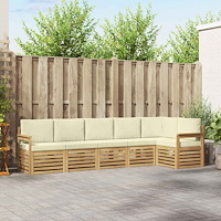 vidaXL Utomhussoffset 6 pcs Vit och grädde 306 x 128,5 x 73 cm
