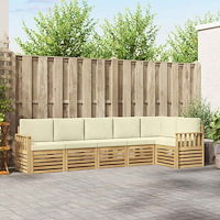 vidaXL Utomhussoffset 6 pcs Vit och grädde 306 x 128,5 x 73 cm
