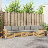 vidaXL Utomhussoffset 6 pcs Vit och ljusgrå 306 x 128,5 x 73 cm