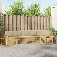 vidaXL Utomhussoffset 6 pcs Vit och Beige 306 x 128,5 x 73 cm