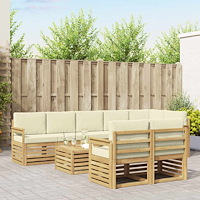 vidaXL Utomhussoffset 8 pcs Vit och grädde 59 x 59 x 37 cm Polyester