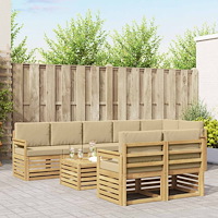 vidaXL Utomhussoffset 8 pcs Vit och Beige 59 x 59 x 37 cm Polyester