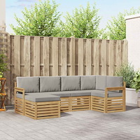 vidaXL Utomhussoffset 6 pcs Vit och ljusgrå 247 x 128,5 x 73 cm
