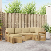vidaXL Utomhussoffset 6 pcs Vit och Beige 247 x 128,5 x 73 cm