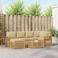 vidaXL Utomhussoffset 7 pcs Vit och Beige 59 x 59 x 37 cm Polyester