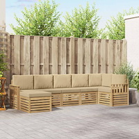 vidaXL Utomhussoffset 6 pcs Vit och beige 306 x 128,5 x 73 cm