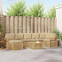 vidaXL Utomhussoffset 7 pcs Vit och beige 59 x 59 x 37 cm Polyester