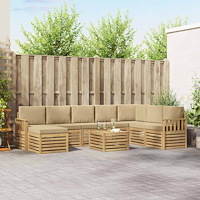 vidaXL Utomhussoffset 7 pcs Vit och beige 59 x 59 x 37 cm Polyester
